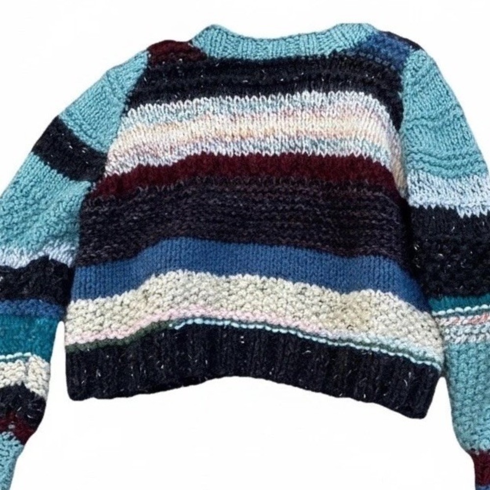 Hand Knit Oversized Sweater Cropped Chunky  Womens Medium One Of A Kind